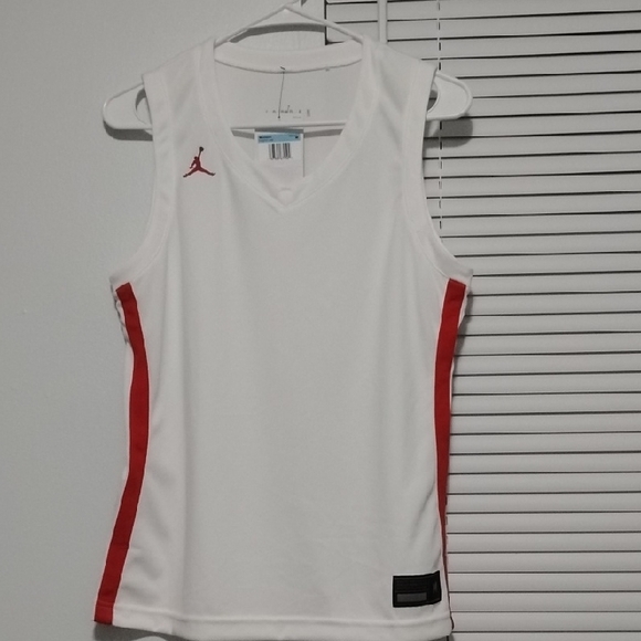 Jordan Sleeveless White and Red Jersey Tank Top Women's M NWT - Picture 1 of 8